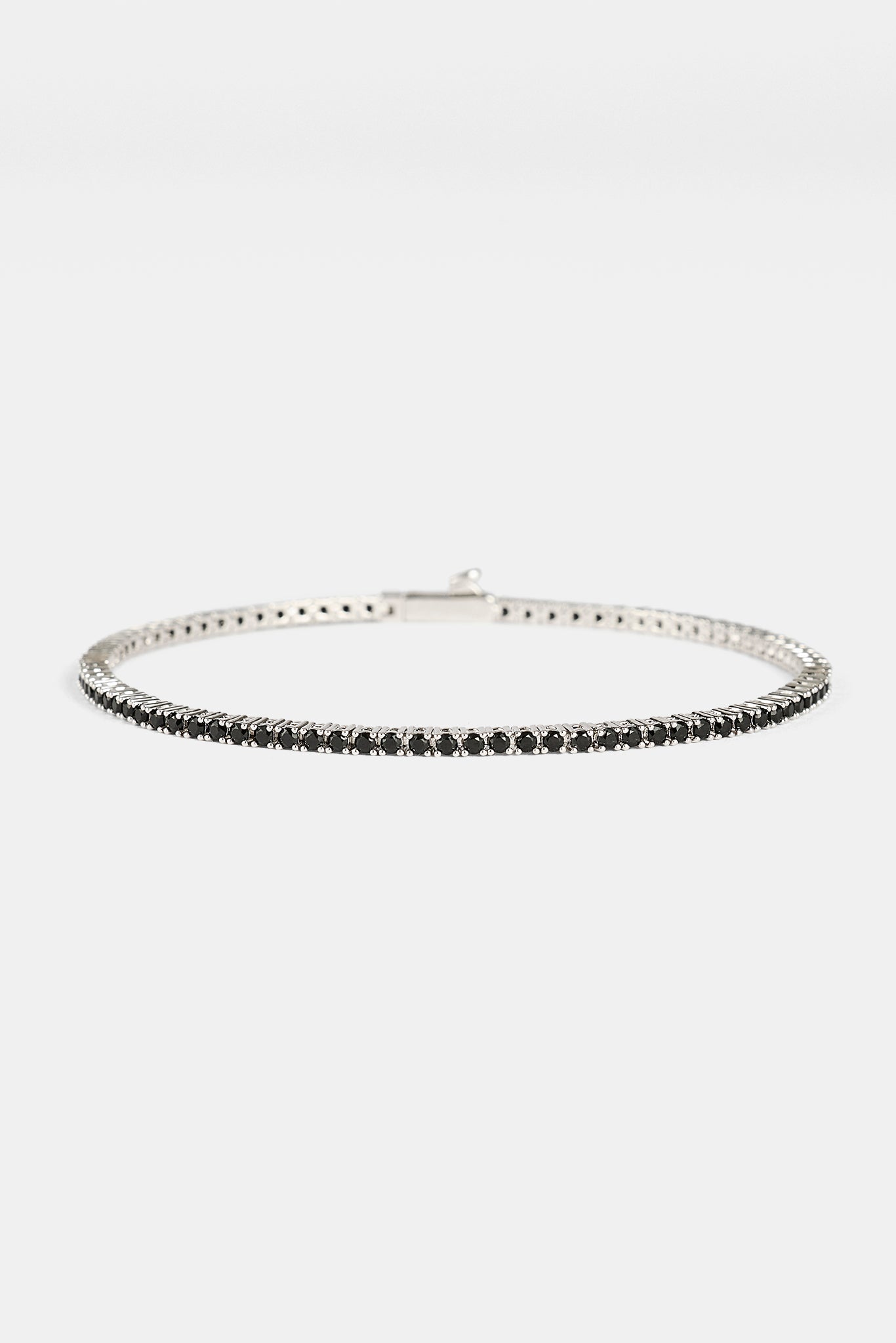 Black CZ Tennis Bracelet - 2mm - White